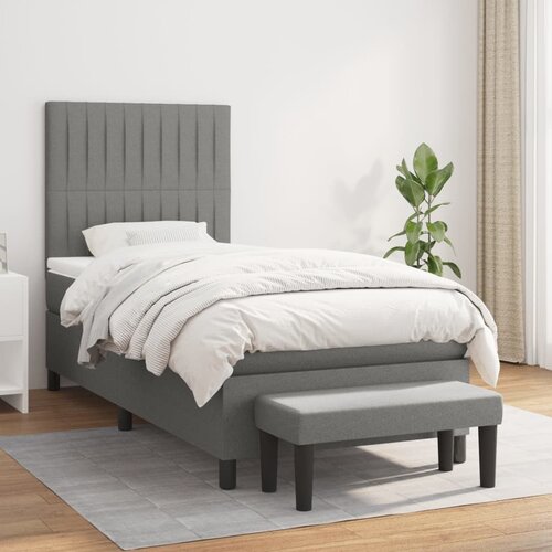 The Living Store Box spring postelja z vzmetnico temno siva 100x200 cm blago - Box Spring Postelja, (21516124) Cene