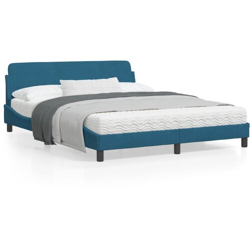 VidaXL Posteljni okvir z vzglavjem moder 160x200 cm žamet Slike