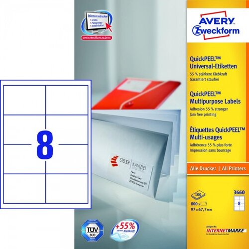 Avery Zweckform Univerzalne etikete 97 x 67,7 mm - 100/1 Slike