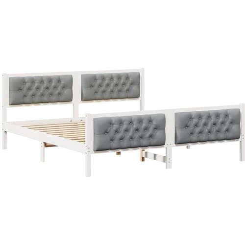  Krevetna konstrukcija s uzglavljem Svijetlo siva 160 x 200 cm Bijela Slike