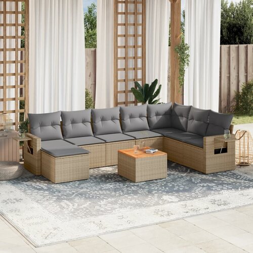  9-dijelni set vrtnih sofa s jastucima bež od poliratana Cijene