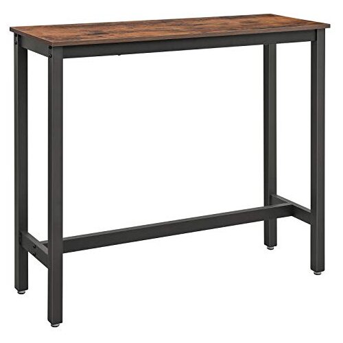 Songmics Barska miza, ozka pravokotna barska miza, kuhinjska miza, visoka gostinska jedilna miza, trden kovinski okvir, 120 x 40 x 100 cm, enostavna montaža, industrijski dizajn, rustikalna rjava in, (21387902) Cene