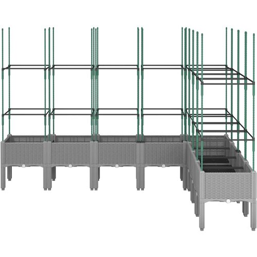  Vrtna sadilica s re&amp;scaron;etkom svjetlosiva 200 x 160 x 142,5 cm PP Slike