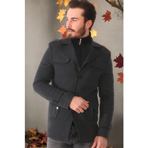 Dewberry K7542 MEN'S COAT-PLAIN ANTHRACITE