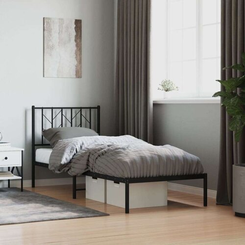 vidaXL Metalni okvir za krevet s uzglavljem crni 80x200 cm Cene