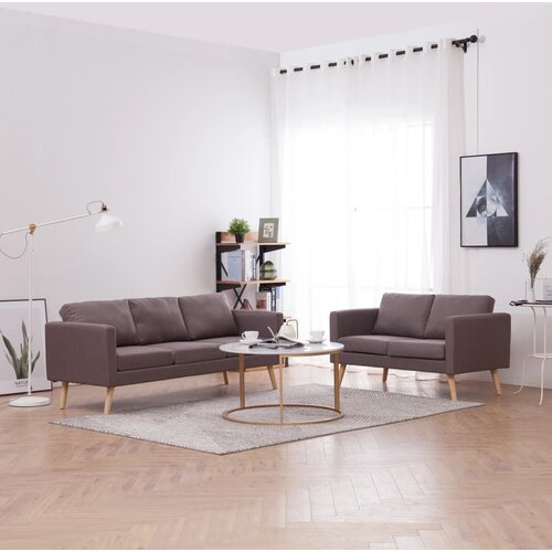  2-dijelni set sofa od tkanine bež Cijene