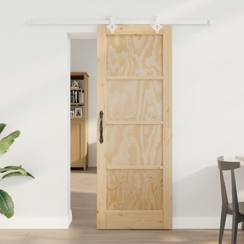 vidaXL Drsna Vrata s Kompletom Opreme 73.5x198.5 cm Masivni Les Bor, Notranja Vrata 'ORKDAL'73.5x198.5x4 cm Masivni Les Bor Cene