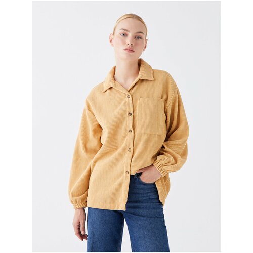 LC Waikiki Women's Shirt Collar Plain Long Sleeve Velvet Tunic Cene