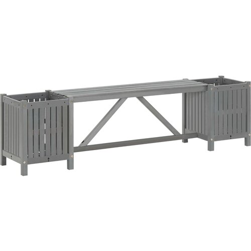 VidaXL Vrtna klupa s 2 sadilice 150 cm masivno bagremovo drvo siva Slike