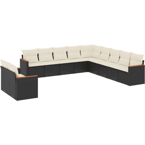  11-dijelni set vrtnih sofa od poliratana s jastucima crni Slike