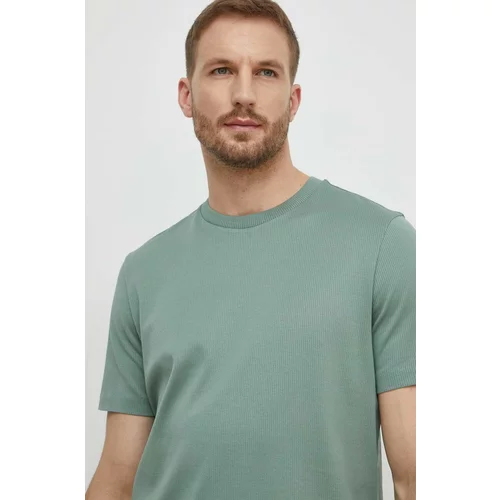 Boss Pamučna majica za muškarce, boja: zelena, bez uzorka