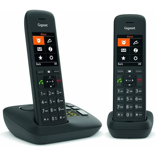 Gigaset C575A Duo - Brezžični stacionarni telefon z vgrajeno telefonsko tajnico do 30 min snemanja, velik barvni zaslon z osvetljenim ozadjem, prostoročno telefoniranje in funkcija blokiranj, (20546339)