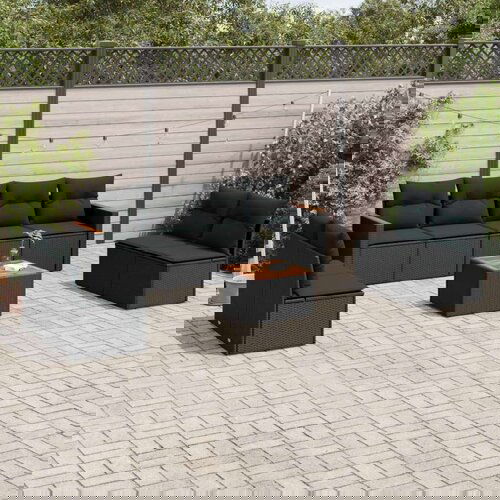  9-dijelni set vrtnih sofa s jastucima crni od poliratana Cijene