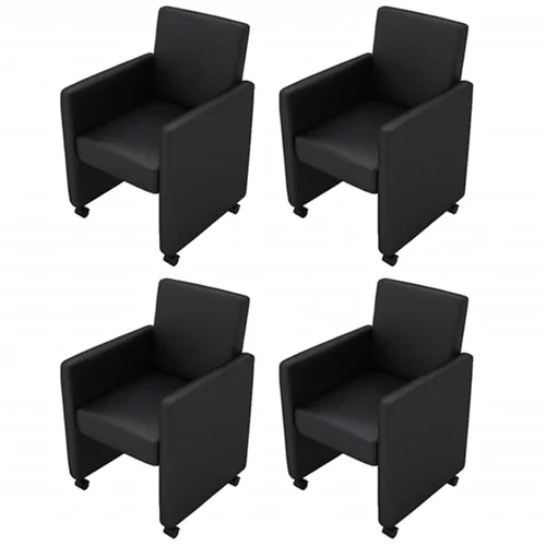  blagovaonske stolice od umjetne kože 4 kom crne