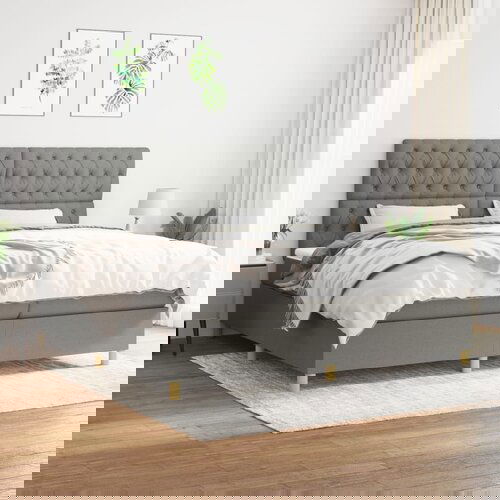 The Living Store Box spring postelja z vzmetnico temno siva 200x200 cm blago - Box Spring Postelja, (21516836) Slike