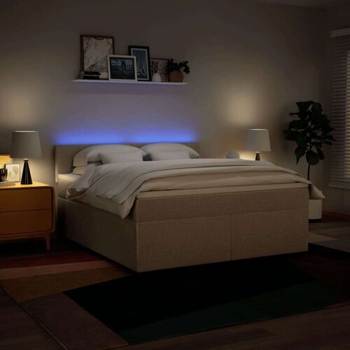 vidaXL Box spring postelja z vzmetnico krem 180x200 cm blago Cene