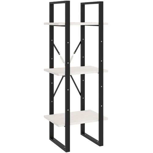 VidaXL Knjižna omara 3-nadstropna bela 40x30x105 cm trdna borovina Slike