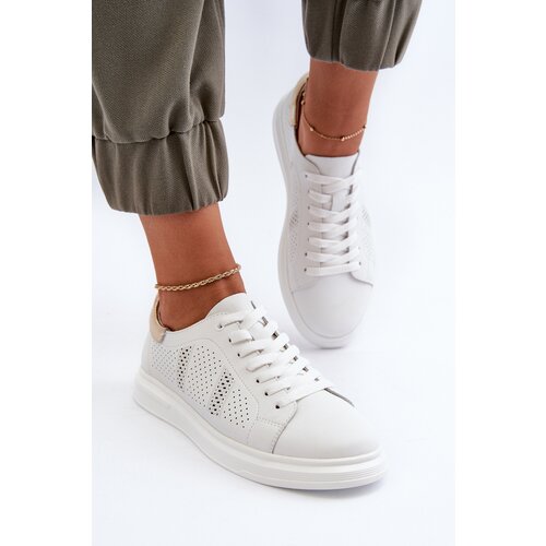 S. BARSKI White Women's Leather Sneakers S.Barski LR760 Cijene