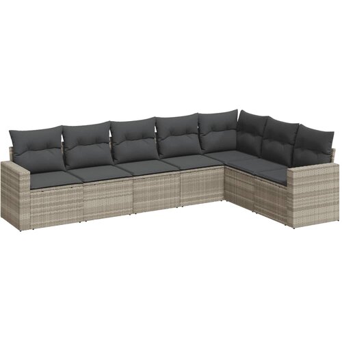  7-dijelni set vrtnih sofa svjetlosivi od poliratana Siva Slike