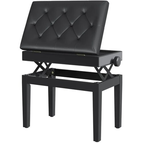  Klupa za klavir podesiva visina prostor za pohranu umjetna koža 54 5x33x48-58 cm crna Slike