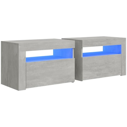  Noćni ormarići 2 kom s LED svjetlima boja betona 60x35x40 cm Slike