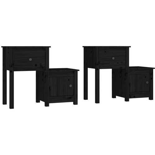 Maison Chic Dvo delni komplet Nočne omarice - Nočne mize črna 79,5x38x65,5 cm trdna borovina, (21689241) Cene