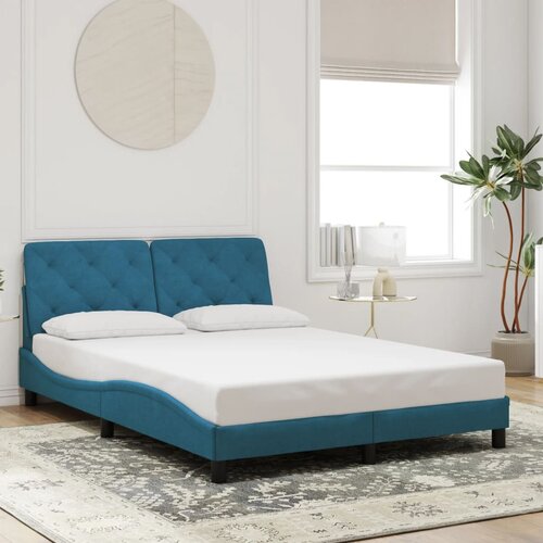 Furnova Posteljni okvir z vzglavjem moder 120x200 cm žamet, (21938103) Slike
