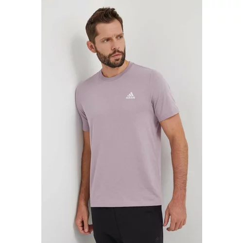 Adidas Bombažna kratka majica moški, roza barva