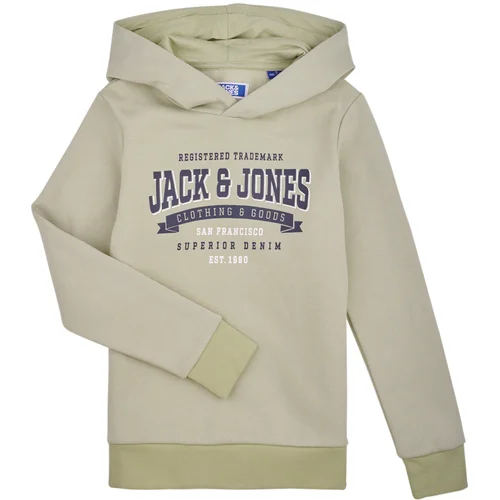 Jack & Jones Puloverji JJELOGO SWEAT HOOD 2 COL 24 SNJNR Zelena