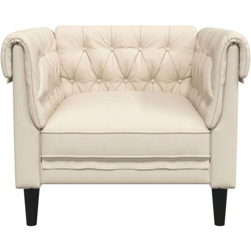  Fotelja Chesterfield krem boje od tkanine Slike