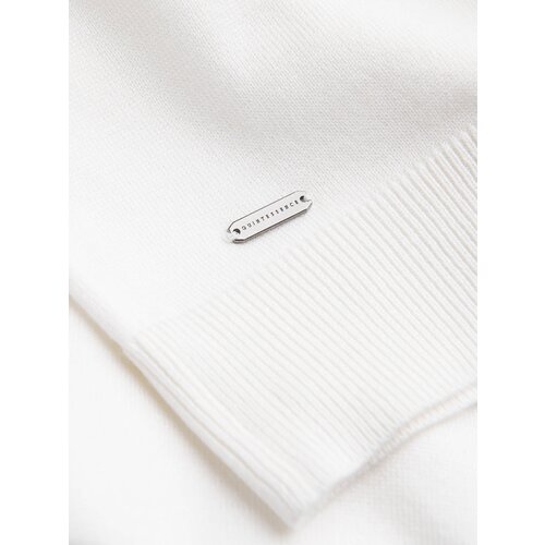 Ombre Men's soft knit polo shirt with contrasting stripes - cream Cene