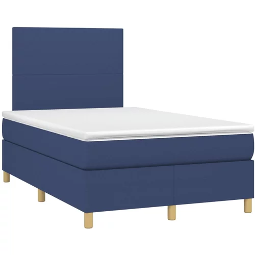 vidaXL Box spring postelja z vzmetnico modra 120x190 cm blago, (21128513)