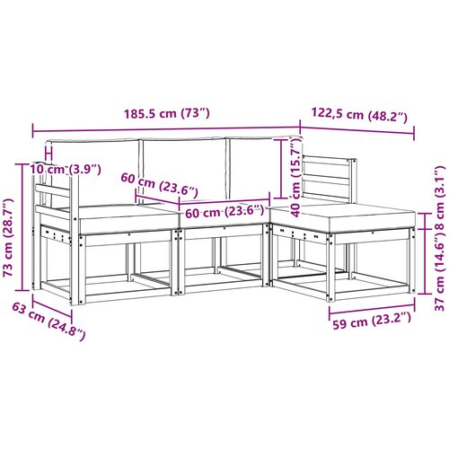  Set vanjskih sofa s jastukom 4 pcs Prirodna i antracit Slike
