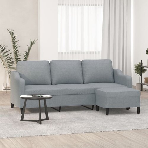 vidaXL Kavč trosed s stolčkom za noge svetlo siv 180 cm blago Cene
