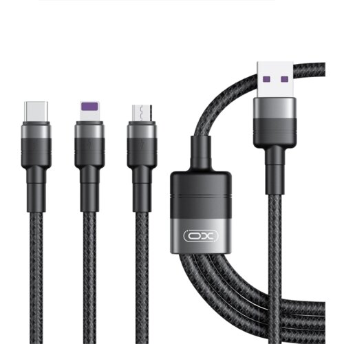 XO kabl za telefon 3u1 USB - Lightning + USB-C + micro USB 1,2m 40W BLACK ( GSM114500 ) Cene