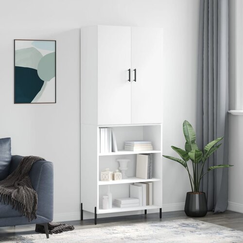 vidaXL Visoka omara bela 69,5x34x180 cm inženirski les Cene