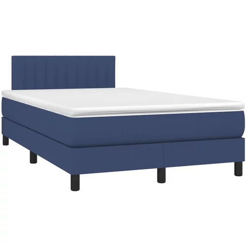 vidaXL Box spring postelja z vzmetnico modra 120x190 cm blago, (21111862)