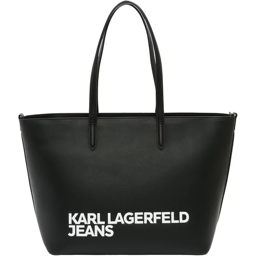 KARL LAGERFELD JEANS Shopper torba 'ESSENTIAL' crna / bijela