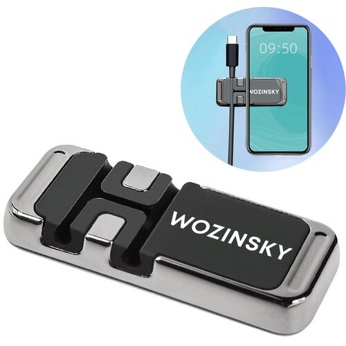 Wozinsky Samolepilni magnetni nosilec za telefon z organizatorjem kabla, črn, (22005276) Slike