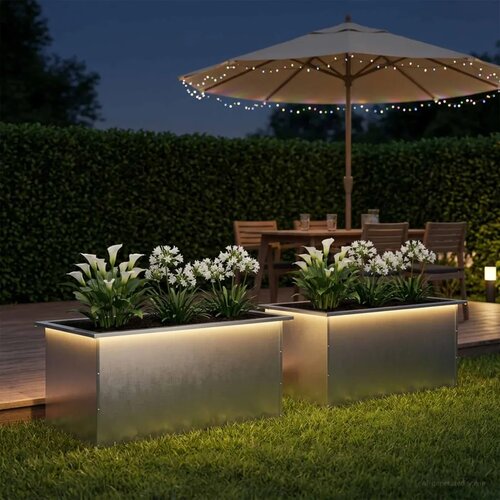  Vrtna posuda za sadnju s LED svjetlom 2 kom. Srebrna - Nehrđajući čelik 50 x 80 x 48 cm 2 Cijene
