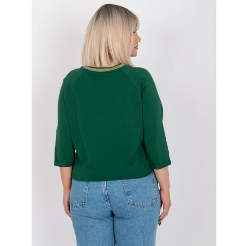 Fashion Hunters Dark green plus size blouse with Maileen ribbing