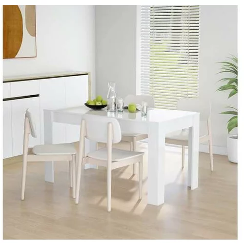  Jedilna miza visok sijaj bela 140x74,5x76 cm iverna plošča