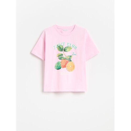 Reserved Majica kratkih rukava s printom - pastelnoružičasto Cene