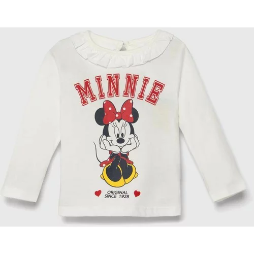 Zippy Otroška bombažna majica z dolgimi rokavi x Disney bela barva