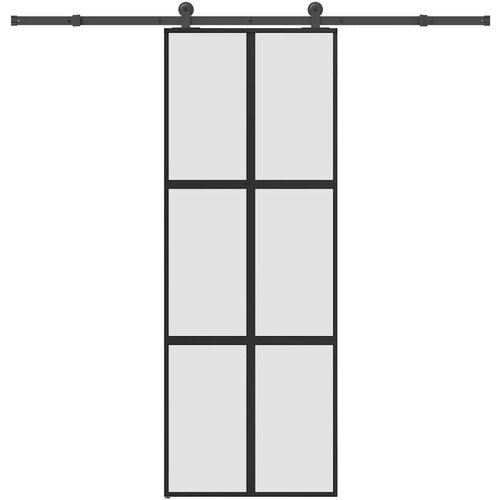 VidaXL klizna vrata s priborom 76 x 205 cm kaljeno staklo i aluminij - 76 x 205 cm (213.5 cm) 1 Re&amp;scaron;etke 3 x 2 matt Slike