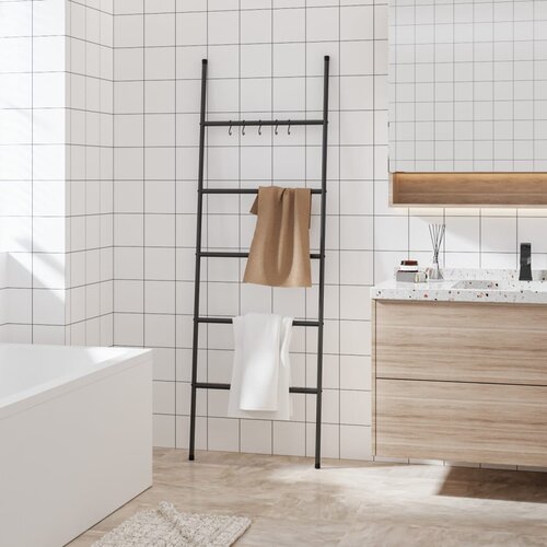 vidaXL Ljestve za ručnike s 5 razina crne 58 x 175 cm željezne Cijene