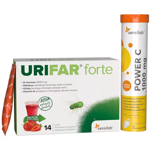 Sensilab Urifar Forte, vrečke + GRATIS Power C 1000 mg, šumeče tablete