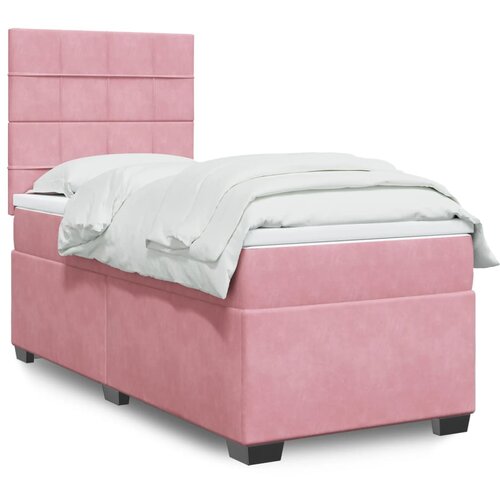 The Living Store Box spring postelja z vzmetnico roza 100x200 cm žamet - Box Spring Postelja, (21428267) Slike