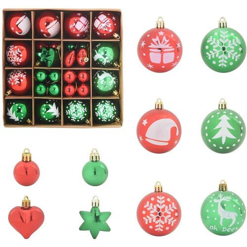 VidaXL Set Božićnih Ukrasnih Kuglica 40 pcs Crvena i zelena Slike