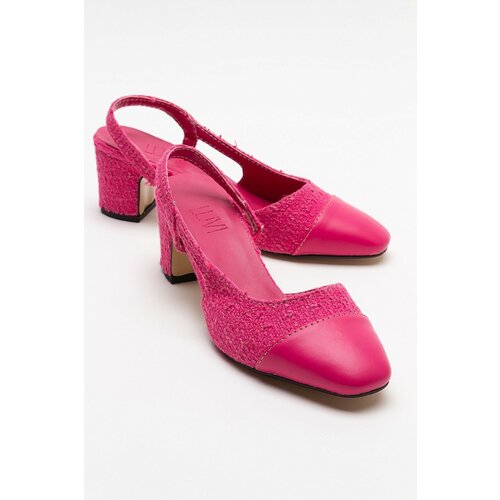 LuviShoes S3 Women's Fuchsia-Tweed Heeled Shoes Slike